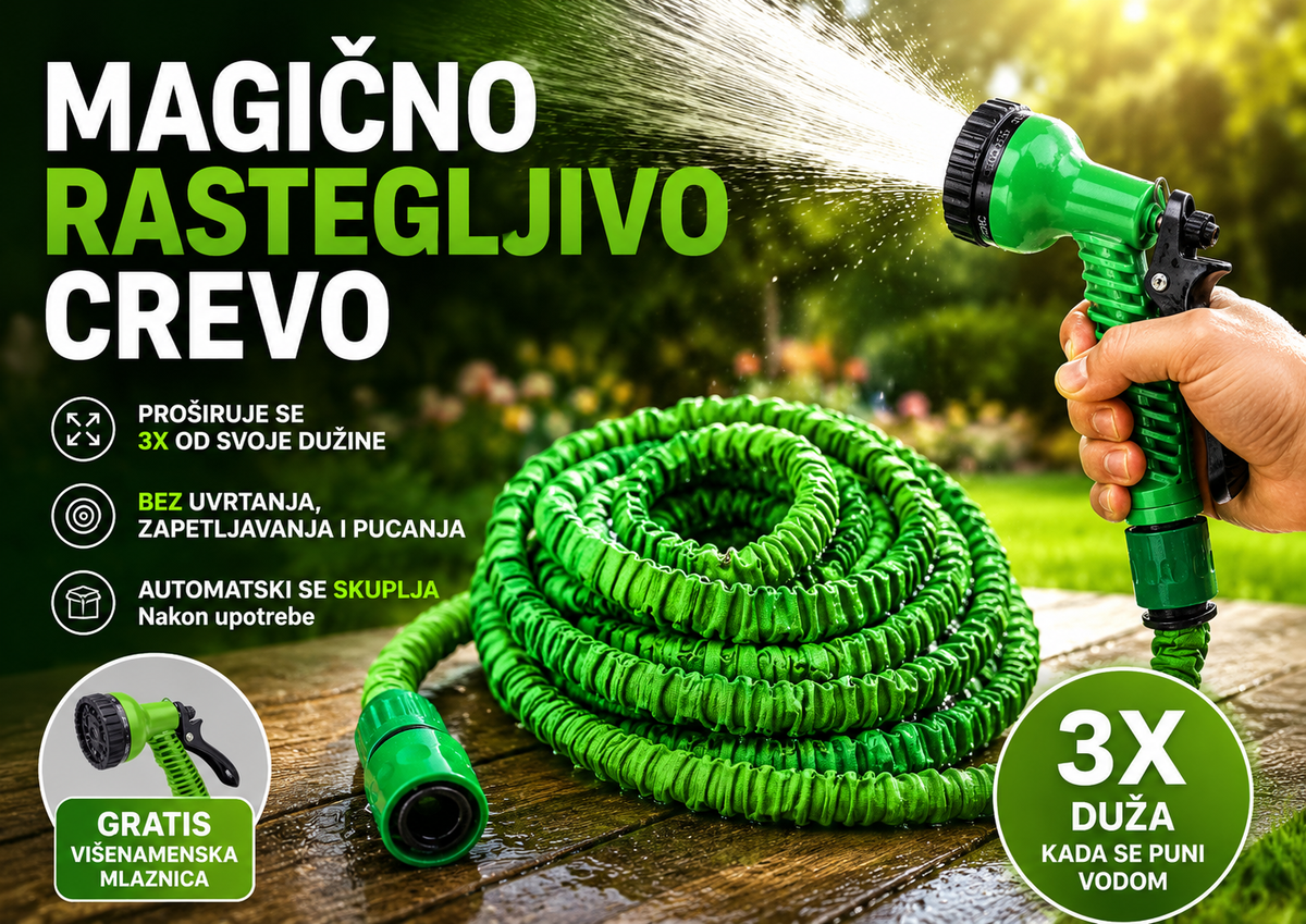 Rastegljivo Baštensko Crevo + GRATIS Mlaznica