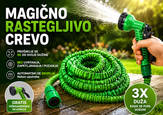 Rastegljivo Baštensko Crevo + GRATIS Mlaznica